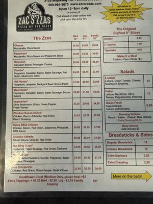 Menu photo 2 Zacs Zzas Yakima, WA