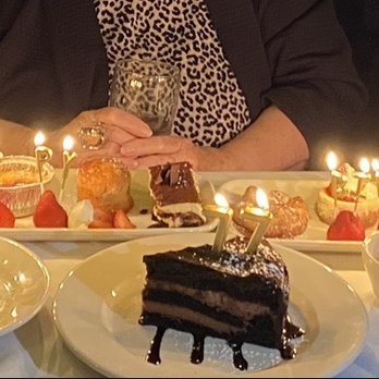 Maggiano's - A Sampler of All of Our Mini Desserts - With birthday candles - Italian Near Me - Friendswood, Texas