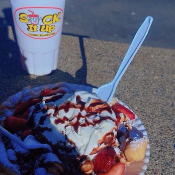 Sacramento County Fair - My delicious funnel cake with the cherry lemonade I could not get ENOUGH of both!!! - Festivals Near Me - Sacramento, California Sacramento County Fair - My delicious funnel cake with the cherry lemonade I could not get ENOUGH of both!!! - Festivals Near Me - Sacramento, California