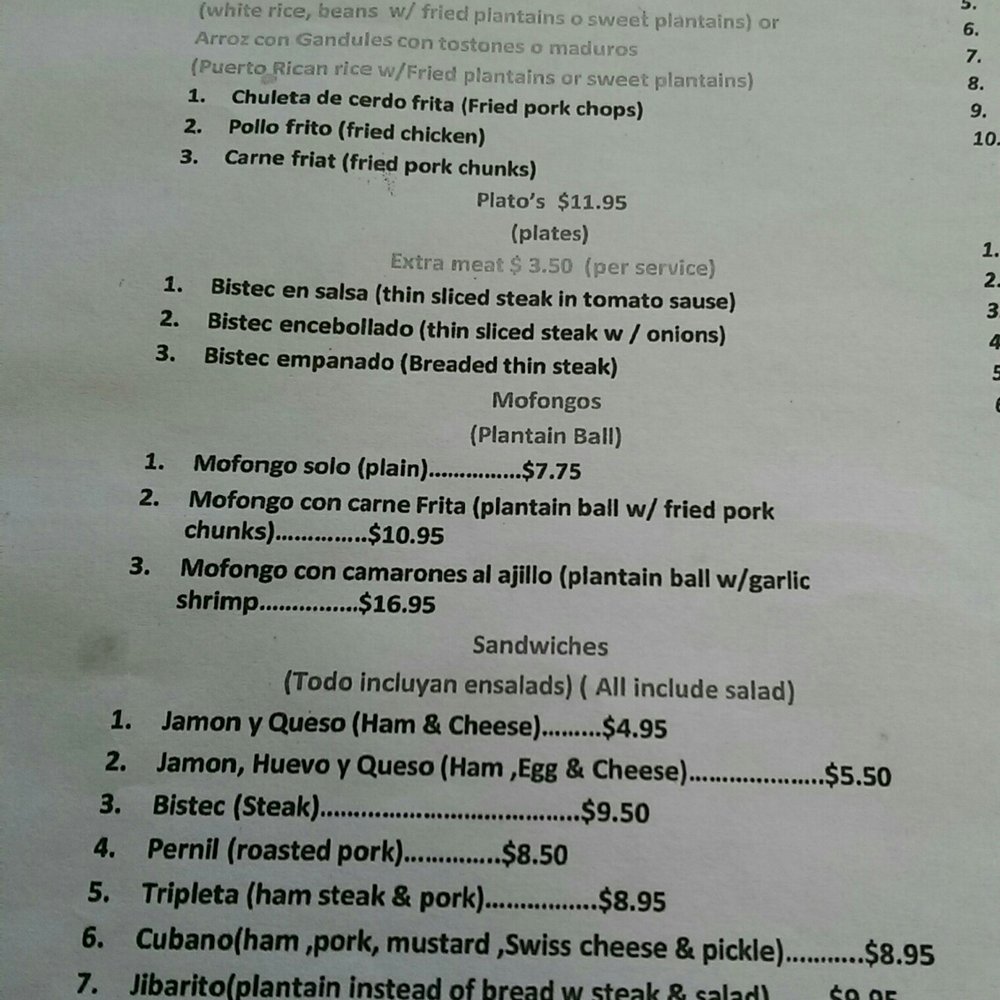 La Borincana - Menu - Puerto Rican Near Me - Milwaukee, Wisconsin