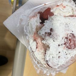 Jumping J's - Sorry it's a smashed mess ( it was my fault) but it tastes great. The biggest piece of Strawberry Shortcake I ever had.