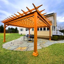 Caliper Farms Nursery and Landscape Services - Built in Autumn, this patio/pergola combination is perfect in the Summer heat when shade makes outdoor living enjoyable! #caliperfarms