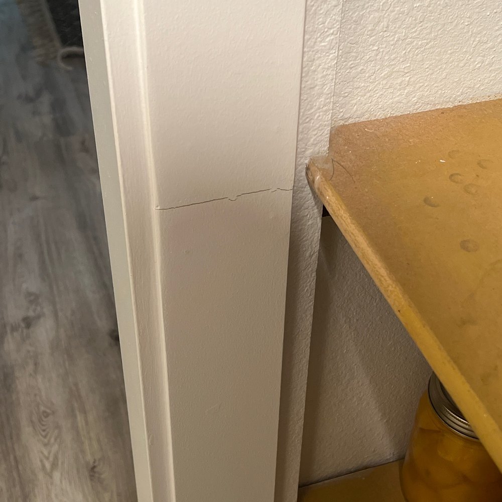Jim's Handyman Service - Used two pieces of trim for a 7' section instead of one. - Handyman Near Me Jim's Handyman Service - Used two pieces of trim for a 7' section instead of one. - Handyman Near Me