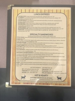 Menu photo 2 Whitetails Restaurant Lincoln, MI