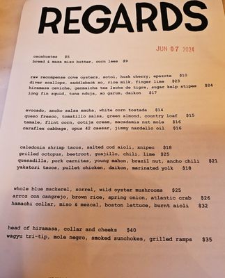Menu photo 2 Regards Portland, ME