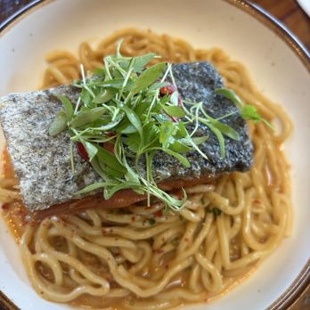 NEP Cafe - Garlic noodles with Salmon! Winner winner - Breakfast & Brunch Near Me - Fountain Valley, California NEP Cafe - Garlic noodles with Salmon! Winner winner - Breakfast & Brunch Near Me - Fountain Valley, California