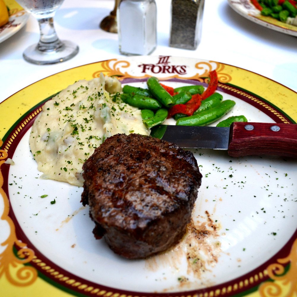 III Forks - Filet mignon (before my plate got conquered by the creamed corn) - Steakhouses Near Me - Frisco, Texas III Forks - Filet mignon (before my plate got conquered by the creamed corn) - Steakhouses Near Me - Frisco, Texas