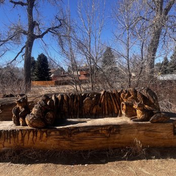 James A. Bible Park - Wood carved bench - Parks Near Me - Denver, Colorado