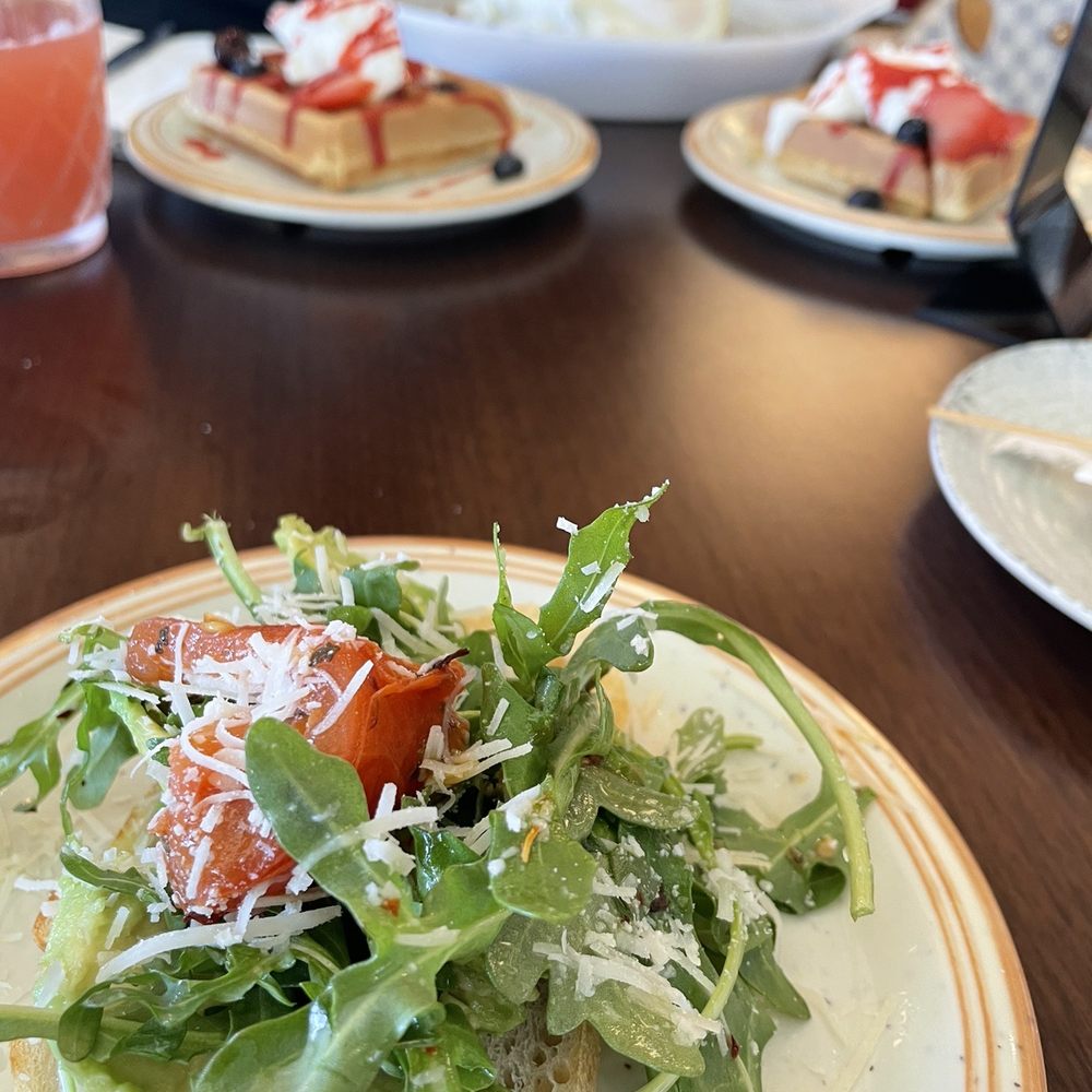 AC Kitchen - Belgian waffle (upper) and avocado toast (no egg) - Breakfast & Brunch Near Me - Kihei, Hawaii