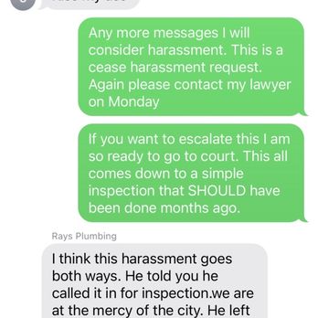Ray Ray's Plumbing & Drain - Text messages of the back and forth with Ray Ray and his crew. - Plumbing Near Me - San Antonio, Texas Ray Ray's Plumbing & Drain - Text messages of the back and forth with Ray Ray and his crew. - Plumbing Near Me - San Antonio, Texas