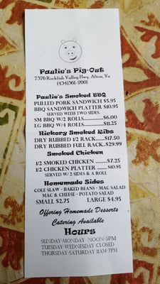 Menu photo 3 Paulie's Pig Out Afton, VA