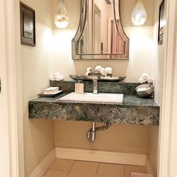 Poseidon Spa - Only one vanity with sink in the locker room.