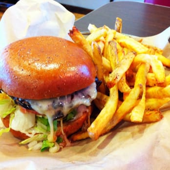 Burgerworks - "Your way" veggie burger (portobello mushroom) with a 1/2 order of fried - Burgers Near Me - Glen Allen, Virginia Burgerworks - "Your way" veggie burger (portobello mushroom) with a 1/2 order of fried - Burgers Near Me - Glen Allen, Virginia