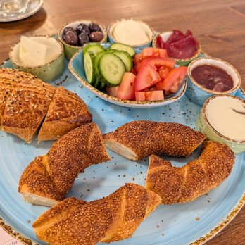 Nahita Bakery - Pogaha bread, Simit (bagel), 2 kinds of cheese, cucumber, tomato, olives, homemade jam, homemade honey & Kaymak and some slices of meat - Bakeries Near Me - Sunnyvale, California Nahita Bakery - Pogaha bread, Simit (bagel), 2 kinds of cheese, cucumber, tomato, olives, homemade jam, homemade honey & Kaymak and some slices of meat - Bakeries Near Me - Sunnyvale, California