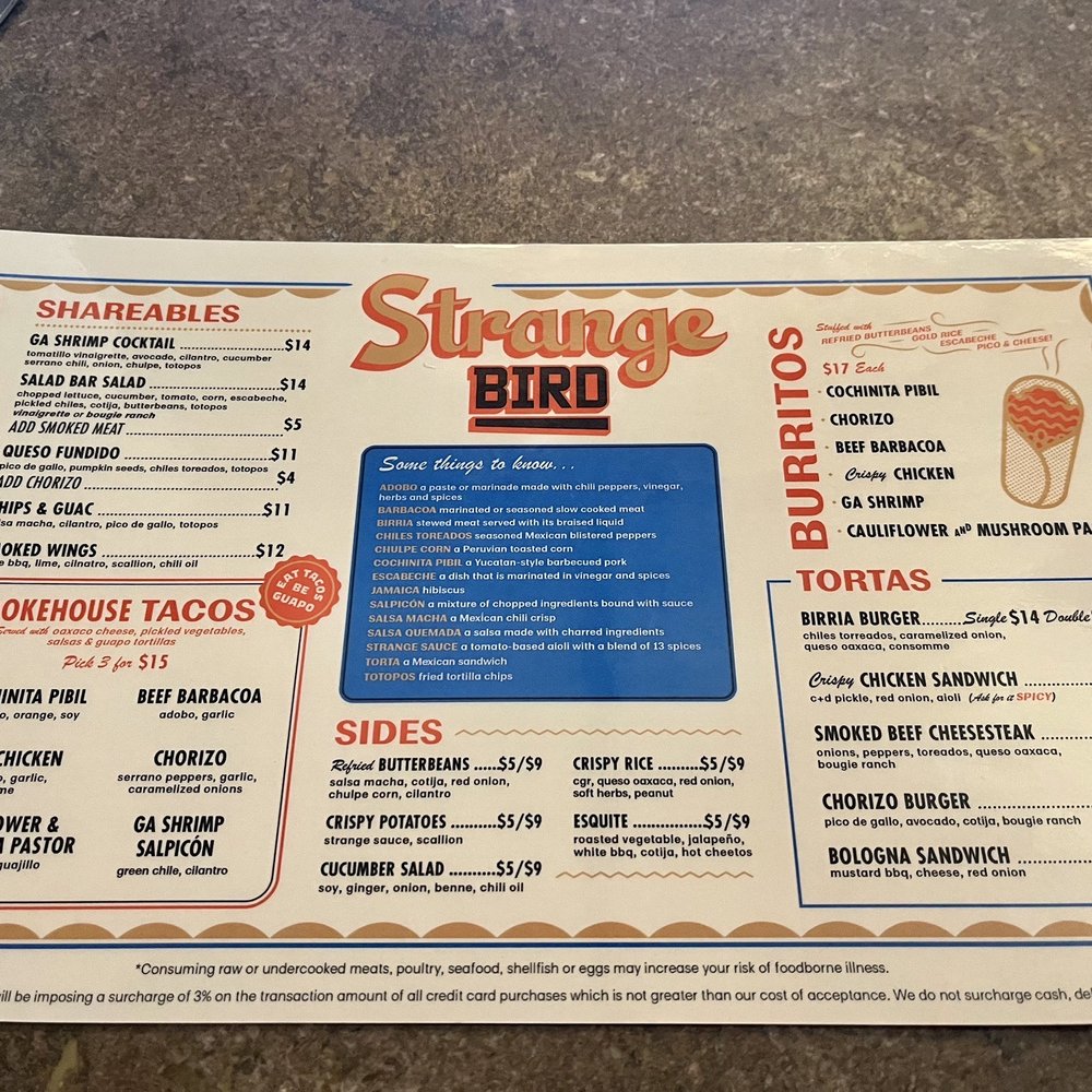 Strange Bird - Menu - Venues & Event Spaces Near Me - Savannah, Georgia Strange Bird - Menu - Venues & Event Spaces Near Me - Savannah, Georgia