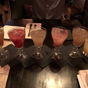 Novela - Way more drinks than anticipated, but here's the flights. From left to right: Hemingway's, bourbon, gin, vodka, rum, tequila. - Cocktail Bars Near Me - San Francisco, California Novela - Way more drinks than anticipated, but here's the flights. From left to right: Hemingway's, bourbon, gin, vodka, rum, tequila. - Cocktail Bars Near Me - San Francisco, California