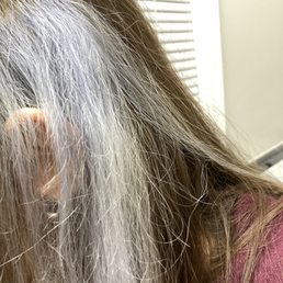 Fried damaged hair. Uneven..