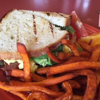 Geraldine's Counter - Bacon egg arugula sandwich with sweet potato fries - American Near Me - Seattle, Washington Geraldine's Counter - Bacon egg arugula sandwich with sweet potato fries - American Near Me - Seattle, Washington