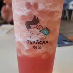 Seasonal Watermelon Green Tea Slush with Crystal Boba