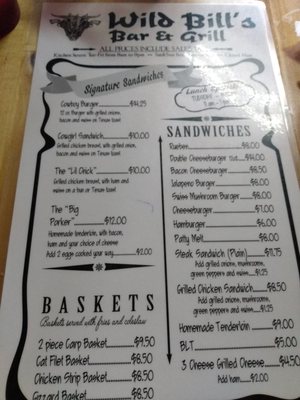 Menu photo 1 Wild Bills Rulo, NE