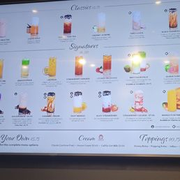 a variety of drinks on display