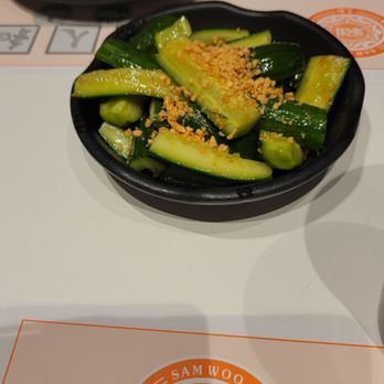 Sam Woo Cafe - Dressed cucumber with minced garlic. Fried garlic was amazing! A bit of kick to the dish! - Desserts Near Me - Artesia, California