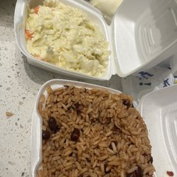 Chicken & Steak Las Brasas - Coleslaw and rice and peas