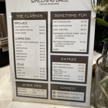 Wrecking Ball Coffee Roasters - menu - Coffee Roasteries Near Me - San Francisco, California Wrecking Ball Coffee Roasters - menu - Coffee Roasteries Near Me - San Francisco, California