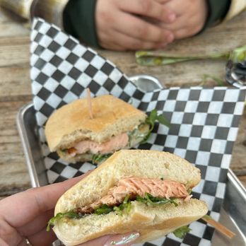 OLD SLO at The Cape - Salmon sliders - Salad Near Me - Pismo Beach, California OLD SLO at The Cape - Salmon sliders - Salad Near Me - Pismo Beach, California
