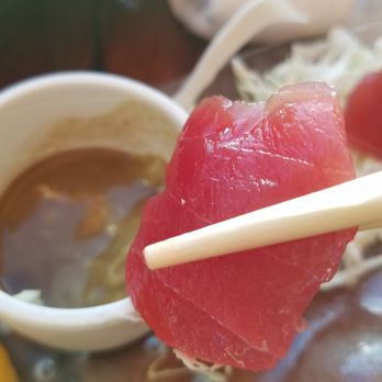 Kimo's Maui - Sashimi slice up close. Melts in your mouth, so fresh. - Seafood Near Me - Lahaina, Hawaii Kimo's Maui - Sashimi slice up close. Melts in your mouth, so fresh. - Seafood Near Me - Lahaina, Hawaii