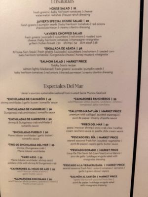 Menu photo 2 Javier's Las Vegas, NV Menu photo 2 Javier's Las Vegas, NV