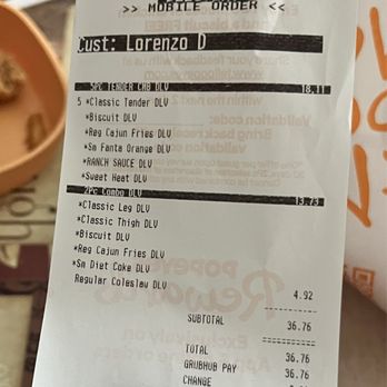 Popeyes Louisiana Kitchen - a receipt for popeyes - Fast Food Near Me - Bear, Delaware Popeyes Louisiana Kitchen - a receipt for popeyes - Fast Food Near Me - Bear, Delaware