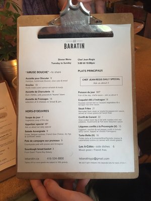 Menu photo 8 Le Baratin Toronto, ON
