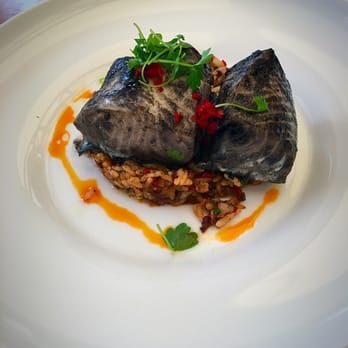 Redbird - Basque COD with squid ink and rice....soooo good!! - New American Near Me - Los Angeles, California
