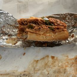 What is left of the buffalo 8" Chicken Philly Cheesesteak! What is left of the buffalo 8" Chicken Philly Cheesesteak!