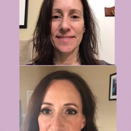 Before and after-- Trial makeup session using airbrush.