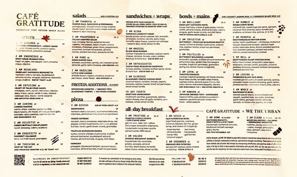 Menu photo 7 Cafe Gratitude Los Angeles, CA Menu photo 7 Cafe Gratitude Los Angeles, CA
