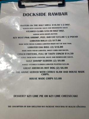 Menu photo 2 Dockside Raw Bar & Grill Islamorada, FL