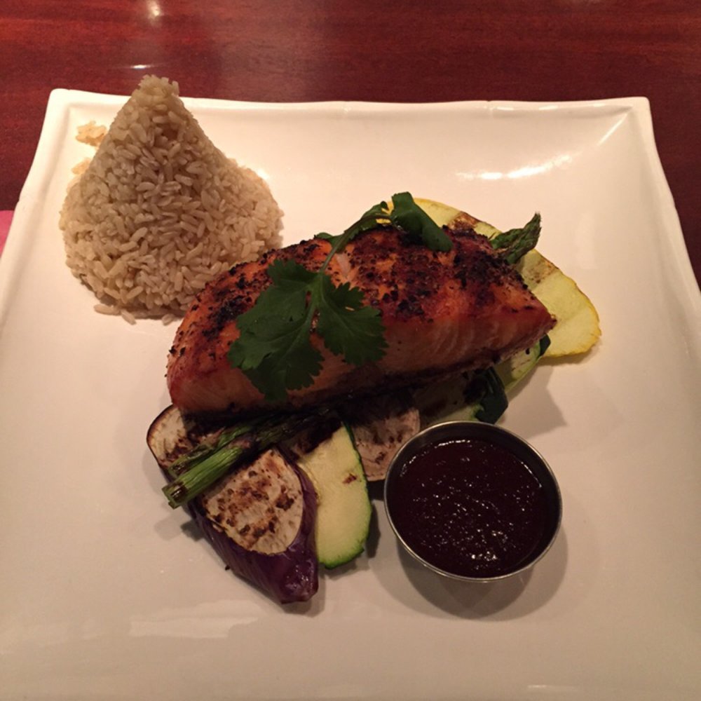 Warwick Thai - My grilled salmon and veggies with brown rice - Thai Near Me - Warwick, New York Warwick Thai - My grilled salmon and veggies with brown rice - Thai Near Me - Warwick, New York