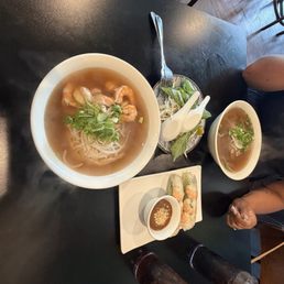 P17 Seafood Pho/ I get it with only Shrimp.  A3. 2 Fresh Spring Rolls