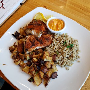 7 Devils Waterfront Alehouse - Grilled Oregon Rockfish with Devil's aioli, roasted potatoes, and sautéed barley. Delicious! - Seafood Near Me - Coos Bay, Oregon 7 Devils Waterfront Alehouse - Grilled Oregon Rockfish with Devil's aioli, roasted potatoes, and sautéed barley. Delicious! - Seafood Near Me - Coos Bay, Oregon