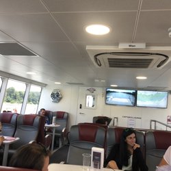 Twin City Liner - Tv screens and live travel map in captains lounge