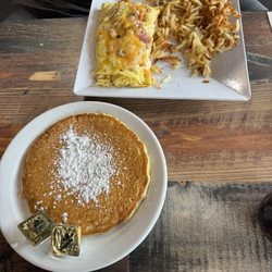 River Drive Breakfast Parlor - Carnivore omelet with a pancake.