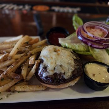 Wheatfields - Aged cheddar burger. Gluten free bun. Lettuce tomato onion. Garlic aioli. Truffle fries. - Gluten-Free Near Me - Saratoga Springs, New York