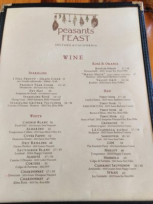 Menu photo 4 peasants FEAST Solvang, CA