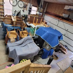 Garage full of furniture. Garage full of furniture.