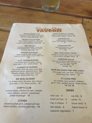 Menu photo 1 Smokey Oaks Tavern Fair Oaks, CA Menu photo 1 Smokey Oaks Tavern Fair Oaks, CA