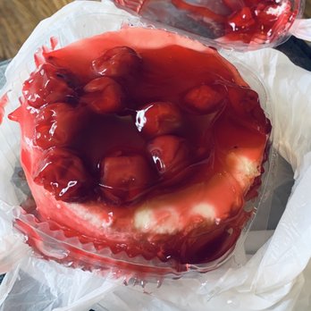The Cheesecake Lady - Cherry Cheesecake didn't travel so well as far as looks go. Tasted ridiculously good - Desserts Near Me - Jenkintown, Pennsylvania