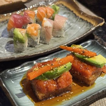 Noma - Crispy rice Crispy Rice With Spicy Tuna. Rainbow Roll. - Sushi Bars Near Me - Santa Monica, California Noma - Crispy rice Crispy Rice With Spicy Tuna. Rainbow Roll. - Sushi Bars Near Me - Santa Monica, California