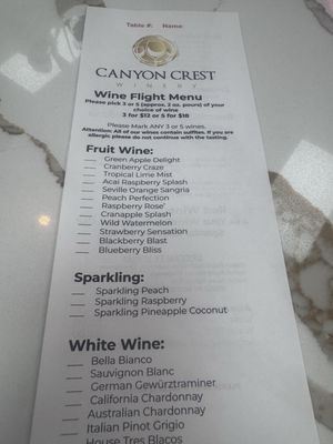 Menu photo 1 Canyon Crest Winery Riverside, CA Menu photo 1 Canyon Crest Winery Riverside, CA